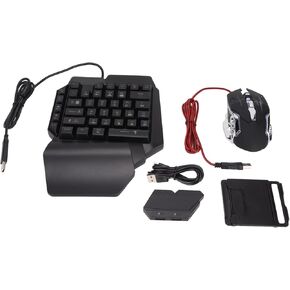 Gaming Keyboard Mouse Converter Gaming Keyboard Mouse Set RGB Gradient USB One Handed Keyboard Type C Wired Mouse Mobile Phone Holder(Mix SE Automatic Pressure Gun Set) in Saudi Arabia
