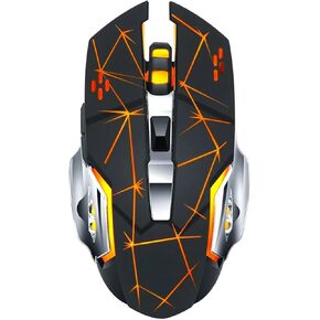 Rechargeable Wireless Bluetooth Gaming Mouse 7 Colors Rainbow RGB Breathing Backlit Adjustable 2400 DPI Ergonomic Grip Cordless Silent Click Computer Mice for PC Mac & Laptop (Star Black)