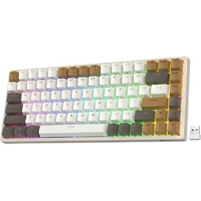 RK ROYAL KLUDGE RK84 RGB Limited Ed، 75% وضع ثلاثي BT5.0/2.4G/USB-C لوحة مفاتيح ميكانيكية قابلة للتبديل السريع، 84 مفتاحًا لوحة مفاتيح ألعاب بلوتوث لاسلكية، مفتاح RK أصفر، أمريكانو أسود in Kuwait