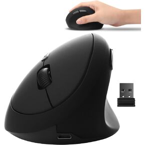 YOCUNKER ماوس رأسي سلكي USB مقاس M للأيدي الصغيرة، 6 أزرار بصرية مريحة منخفضة الضوضاء، يقلل من إجهاد المعصم، متوافق مع أجهزة MacBook/PC/الكمبيوتر المحمول/سطح المكتب/Windows/Mac OS، أسود in Kuwait