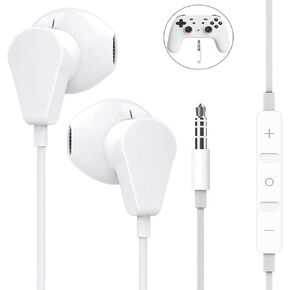 GEEKRIA 3.5MM Gaming Earphones Compatible with Google Stadia, New Xbox One, Luna, PS4, Cellphones, PC, Laptop, Earbuds Wired Stereo Bass in-Ear with Microphone and Volume-Control (Black)
