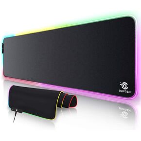 Studione RGB Gaming Mouse Pad by Oxygen, Ultra Bright LED Light&Soft Large Extended Mousepad with 14 Lighting Modes, Water Resistance, Non-Slip Rubber Base Keyboard Mat, 31.5 X12 inch X 4mm, Black in Saudi Arabia