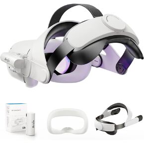 حزام للرأس مع حزمة بطارية لجهاز Oculus Quest 2، طاقة الواقع الافتراضي للشحن السريع MEYIN بقدرة 3350 مللي أمبير في الساعة، حزام قابل للتعديل وإكسسوارات واقيات الأذن لـ Quest 2، دعم معزز وانغماس في الألعاب in Kuwait