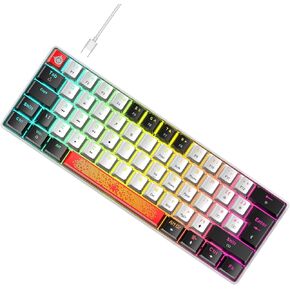 لوحة مفاتيح الألعاب الميكانيكية LexonElec 60% RGB مع 9 أغطية مفاتيح PBT للتسامي الصبغي، مفتاح أحمر، 62 مفتاحًا مدمجًا، 18 إضاءة خلفية LED Chroma، USB من النوع C قابل للفصل، مضاد كامل للظلال للكمبيوتر المحمول Mac-Blue