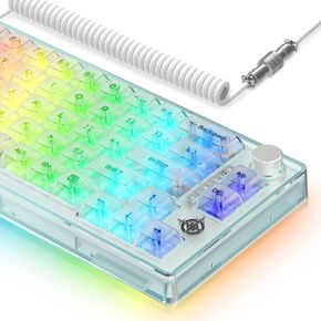 65% Hot-Swapped Wired Mechanical Gaming Keyboard with Coiled Cable-White in Kuwait