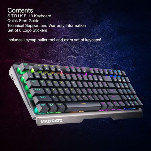 Mad Catz S.T.R.I.K.E. 13 Compact Premium Mechanical Wired Gaming Keyboard with Aluminum Frame Cherry MX RED switches and RGB Lighting in Saudi Arabia