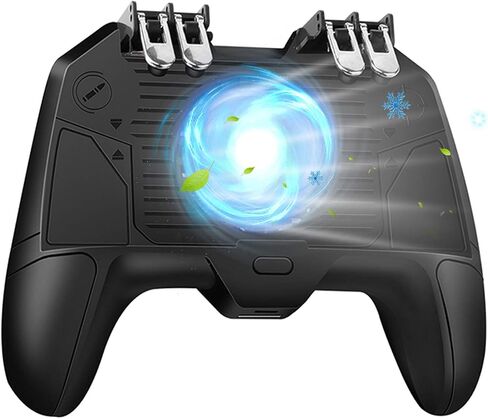 Mobile Game Controller[The Latest Version] 4 Trigger with 4000mAh Power Bank Cooling Fan for PUBG/Call of Duty/Fotnite [6 Finger Operation] L1R1 L2R2 Gamepad Trigger for 4.7-6.5" iOS Android Phone in Saudi Arabia