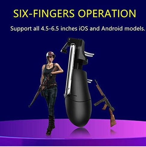 Mobile Game Controller[The Latest Version] 4 Trigger with 4000mAh Power Bank Cooling Fan for PUBG/Call of Duty/Fotnite [6 Finger Operation] L1R1 L2R2 Gamepad Trigger for 4.7-6.5" iOS Android Phone in Saudi Arabia