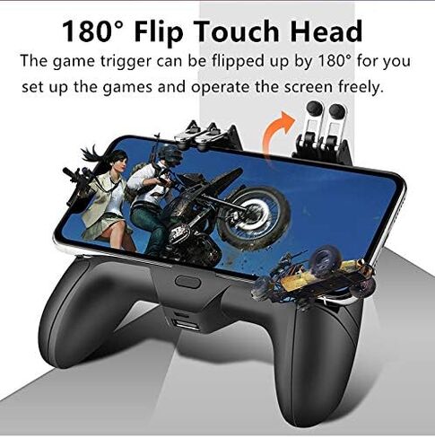 Mobile Game Controller[The Latest Version] 4 Trigger with 4000mAh Power Bank Cooling Fan for PUBG/Call of Duty/Fotnite [6 Finger Operation] L1R1 L2R2 Gamepad Trigger for 4.7-6.5" iOS Android Phone in Saudi Arabia