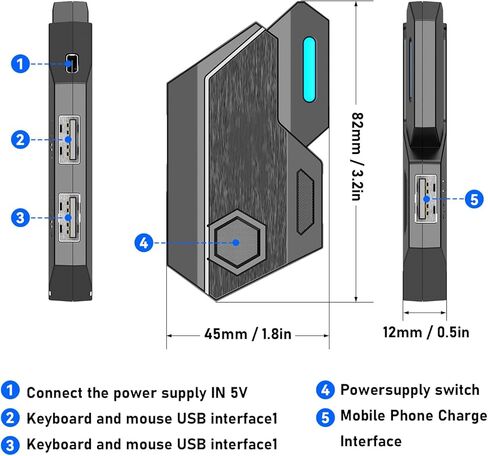 Gaming Keyboard Mouse Converter Gaming Keyboard Mouse Set RGB Gradient USB One Handed Keyboard Type C Wired Mouse Mobile Phone Holder(Mix SE Automatic Pressure Gun Set) in Saudi Arabia