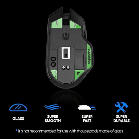 Superglide - Fastest and Smoothest Mouse Feet / Skates Made with Ultra Strong Flawless Glass Super Fast Smooth and Durable Sole for Razer Basilisk Ultimate [Green] in Saudi Arabia