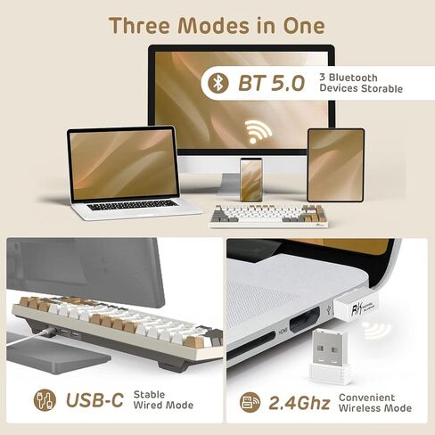 RK ROYAL KLUDGE RK84 RGB Limited Ed، 75% وضع ثلاثي BT5.0/2.4G/USB-C لوحة مفاتيح ميكانيكية قابلة للتبديل السريع، 84 مفتاحًا لوحة مفاتيح ألعاب بلوتوث لاسلكية، مفتاح RK أصفر، أمريكانو أسود in Saudi Arabia