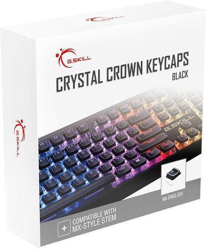 G.Skill Crystal Crown Keycaps - Keycap Set with Transparent Layer for Mechanical Keyboards, Full 104 Key, Standard ANSI 104 English (US) Layout - White in Kuwait