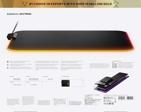 SteelSeries QcK Prism Cloth - Gaming Mouse Pad - 2 zones RGB lighting - Medium size in Saudi Arabia