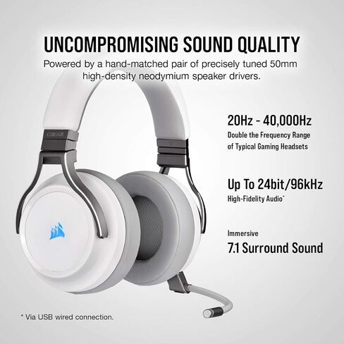 Corsair Virtuoso RGB Wireless Gaming Headset with 7.1 Surround Sound, Broadcast Microphone, Memory Foam Earcups, 20hr Battery - For PC, PS4 in Saudi Arabia