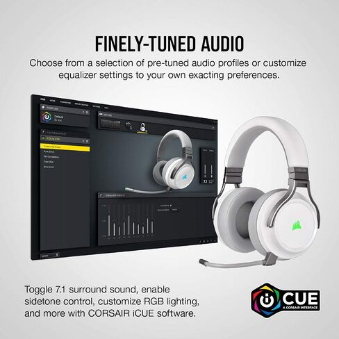 Corsair Virtuoso RGB Wireless Gaming Headset with 7.1 Surround Sound, Broadcast Microphone, Memory Foam Earcups, 20hr Battery - For PC, PS4 in Saudi Arabia