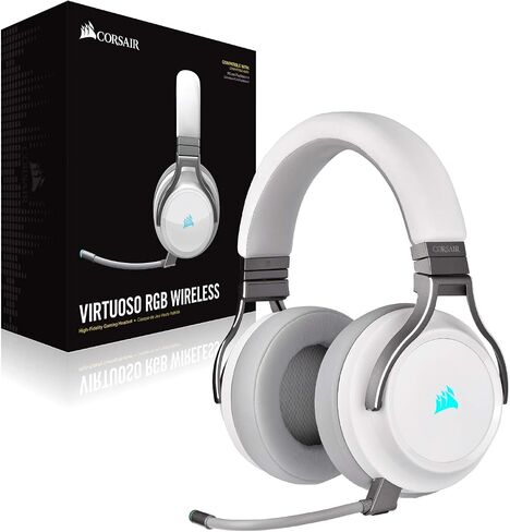 Corsair Virtuoso RGB Wireless Gaming Headset with 7.1 Surround Sound, Broadcast Microphone, Memory Foam Earcups, 20hr Battery - For PC, PS4 in Saudi Arabia