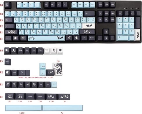 JSJT Ink Lotus Keycaps 140 مفتاحًا OEM Profile Keycaps PBT Dye Sublimation Keycaps لـ ANSI/ISO Layout Cherry MX Switch لوحات مفاتيح الألعاب الميكانيكية GK61/64/68/84/87/96/980/104/108 (مع شريط المسافة 6.25u) in Kuwait