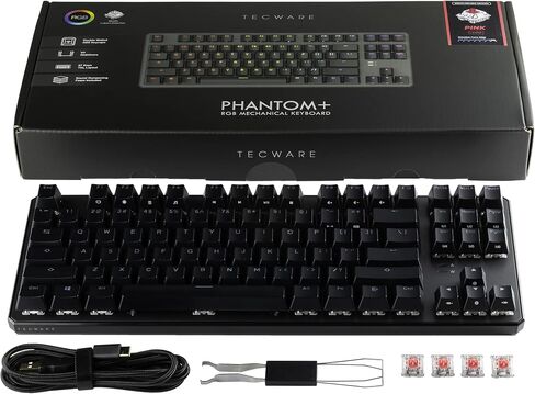 لوحة مفاتيح ميكانيكية TECWARE Phantom+ 87 مفتاح، RGB LED، مفتاح Wraith Orange in Saudi Arabia