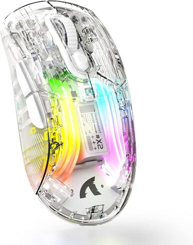 Wireless Gaming Mouse With Full Transparent Design,Double Mode 2.4G/Bluetooth Mouse,3D RGB Backlit,Ergonomic Silent Mouse with 7 Buttons,Rechargeable Wireless Computer Mice for Laptop,PC,Mac(Black) in Saudi Arabia