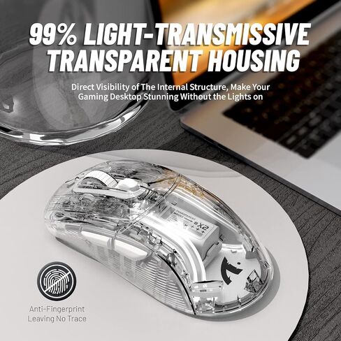 Wireless Gaming Mouse With Full Transparent Design,Double Mode 2.4G/Bluetooth Mouse,3D RGB Backlit,Ergonomic Silent Mouse with 7 Buttons,Rechargeable Wireless Computer Mice for Laptop,PC,Mac(Black) in Saudi Arabia