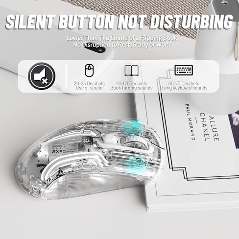 Wireless Gaming Mouse With Full Transparent Design,Double Mode 2.4G/Bluetooth Mouse,3D RGB Backlit,Ergonomic Silent Mouse with 7 Buttons,Rechargeable Wireless Computer Mice for Laptop,PC,Mac(Black) in Saudi Arabia