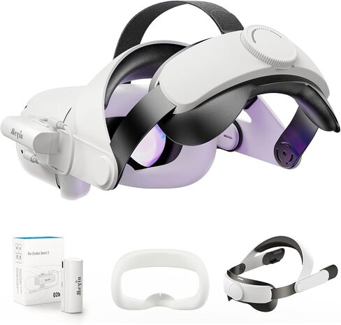 حزام للرأس مع حزمة بطارية لجهاز Oculus Quest 2، طاقة الواقع الافتراضي للشحن السريع MEYIN بقدرة 3350 مللي أمبير في الساعة، حزام قابل للتعديل وإكسسوارات واقيات الأذن لـ Quest 2، دعم معزز وانغماس في الألعاب in Kuwait