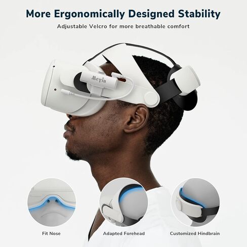 حزام للرأس مع حزمة بطارية لجهاز Oculus Quest 2، طاقة الواقع الافتراضي للشحن السريع MEYIN بقدرة 3350 مللي أمبير في الساعة، حزام قابل للتعديل وإكسسوارات واقيات الأذن لـ Quest 2، دعم معزز وانغماس في الألعاب in Kuwait