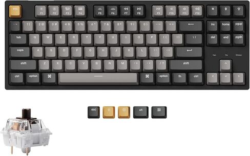 لوحة مفاتيح ميكانيكية سلكية مخصصة Keychron C1 Pro QMK/VIA، تخطيط TKL 87 مفتاحًا قابلة للبرمجة PBT Keycaps RGB Backlight K Pro Brown Switch لنظام التشغيل Mac Windows Linux in Kuwait