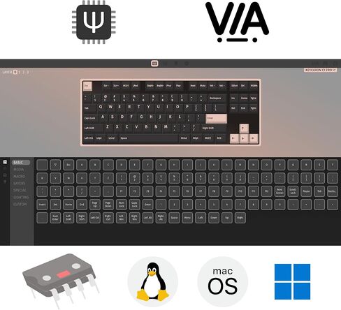 لوحة مفاتيح ميكانيكية سلكية مخصصة Keychron C1 Pro QMK/VIA، تخطيط TKL 87 مفتاحًا قابلة للبرمجة PBT Keycaps RGB Backlight K Pro Brown Switch لنظام التشغيل Mac Windows Linux in Kuwait