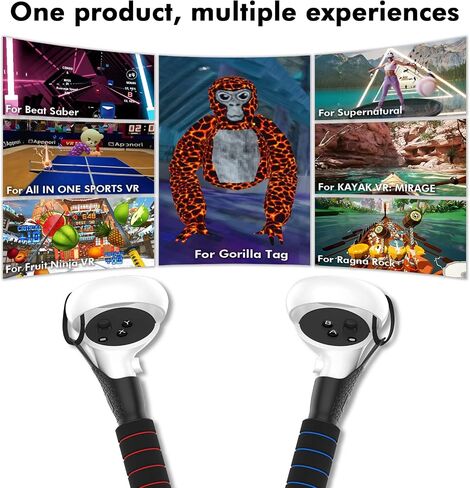 AMVR Gorilla Tag Long Arms Beat Saber Handles for Oculus Quest 2/Quest/Rift S, VR Controller Extension Grip Accessories 2 in 1 Dual/Long Stick Attachment to Play Multiple VR Games, Great Gift for Kids in Kuwait