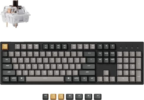 Keychron C2 Pro Wired QMK/VIA Mechanical Keyboard Full Size Layout Custom Programmable Macro RGB Backlit with Keychron K Pro Red Switch OEM Profile Double-Shot PBT Keycaps for Mac Windows Linux in Saudi Arabia