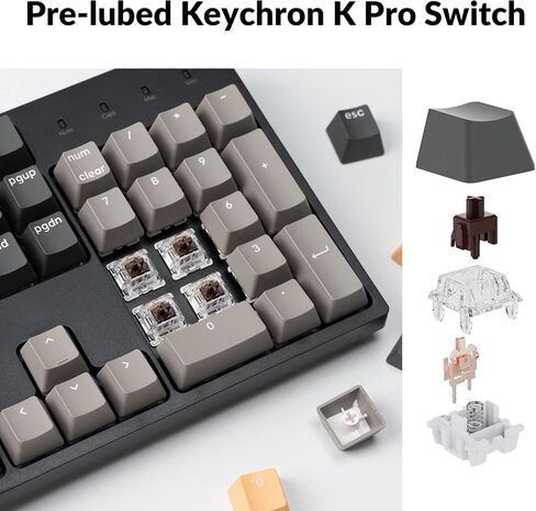 Keychron C2 Pro Wired QMK/VIA Mechanical Keyboard Full Size Layout Custom Programmable Macro RGB Backlit with Keychron K Pro Red Switch OEM Profile Double-Shot PBT Keycaps for Mac Windows Linux in Saudi Arabia