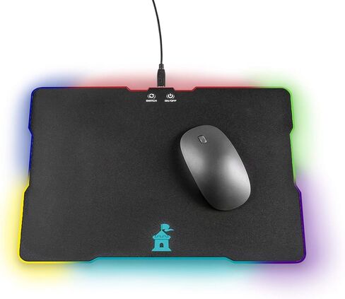 Castle Moat Hard Mouse Pad with LED Lighting Effects - Large Speed Surface with Backlit Perimeter and Logo for Gaming in Kuwait
