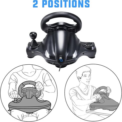 SUBSONIC Superdrive - GS750 racing steering wheel with pedals, paddles, shifter and vibration for Xbox Serie X/S, PS4, Xbox One, PS3, PC (programmable for all games) in Kuwait