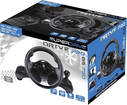 SUBSONIC Superdrive - GS750 racing steering wheel with pedals, paddles, shifter and vibration for Xbox Serie X/S, PS4, Xbox One, PS3, PC (programmable for all games) in Kuwait