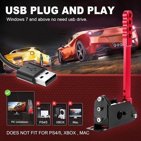 64 بت USB SIM Handbrake PC Windows Racing Game لـ Logi G25 G27 G29 G920 G923 لـ Thrust-Master T500 T300 مع كابل USB بمقبض (أسود مع مشبك) in Kuwait