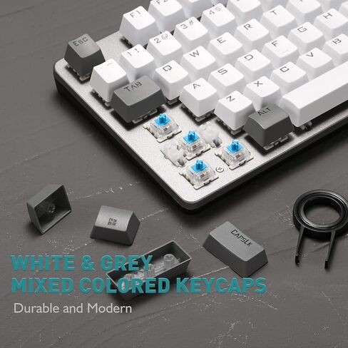 لوحة مفاتيح الألعاب الميكانيكية AULA F3287 السلكية TKL Rainbow، 80% مدمجة بدون مفتاح 87 مفتاحًا مع مفاتيح زرقاء تعمل باللمس، أغطية مفاتيح متعددة الألوان باللونين الأبيض والرمادي، مفاتيح ماكرو قابلة للبرمجة in Kuwait