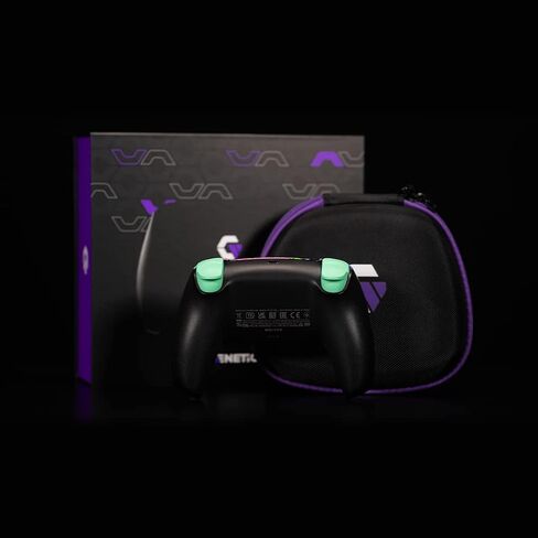 وحدة تحكم بلوتوث لاسلكية رسمية من Gamenetics بألوان مائية مخصصة باللون الأخضر والأسود والوردي والأرجواني متوافقة مع وحدة تحكم PS5 - الكمبيوتر الشخصي - لمسة ناعمة - غير معدلة - جهاز تحكم عن بعد للوحة ألعاب الفيديو in Saudi Arabia