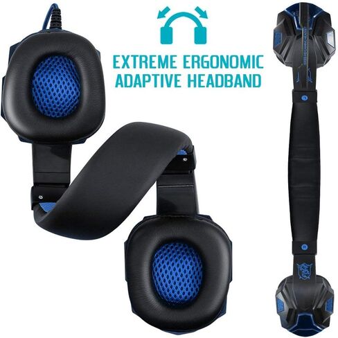 Dland Gaming Headset with Mic and LED Light for Laptop Computer, Cellphone, PS4 and so on, 3.5mm Wired Noise Isolation Gaming Headphones - Volume Control.(Black and Blue) in Saudi Arabia