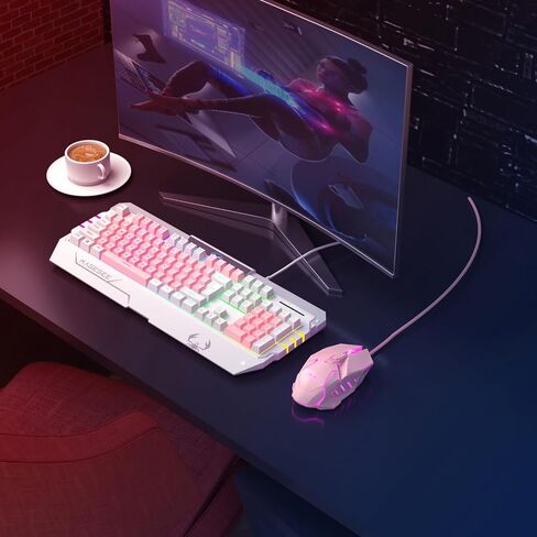 مجموعة كيبورد وماوس العاب باضاءة خلفية RGB وماوس العاب سلكية للالعاب مناسبة للاعبي الكمبيوتر بنظام ويندوز in Kuwait