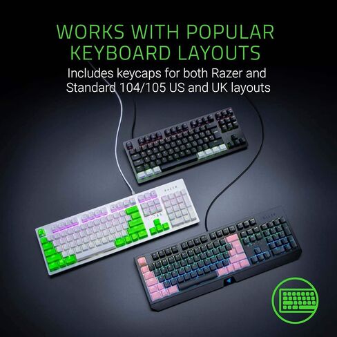Razer PBT Keycap + مجموعة ترقية الكابل الملفوف: Doubleshot PBT المتين - التوافق العالمي - أداة إزالة غطاء المفاتيح والمثبتات - ملفوف ومصمم بشكل تكتيكي - كابل ألياف مضفر - وردي كوارتز in Saudi Arabia