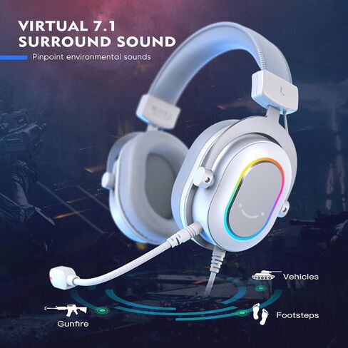 FIFINE Streaming RGB USB Microphone Gaming Headset Bundle, PC Condenser Mic Wired Headset on PS4/PS5, Gamer Kit Plug and Play for Recording, Online Game, Discord, Twitch (A6TW+H6W) in Saudi Arabia