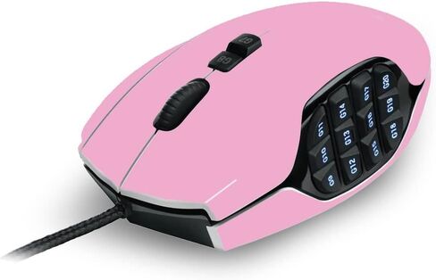MightySkins Skin Compatible with Logitech G600 MMO Gaming Mouse - Solid Pink | Protective, Durable, and Unique Vinyl Decal wrap Cover | Easy to Apply, Remove, and Change Styles | Made in The USA in Saudi Arabia