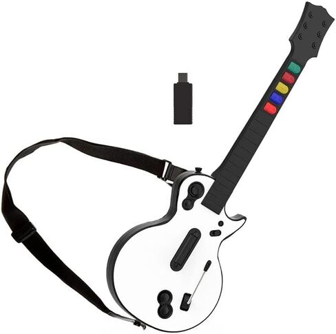 وحدة تحكم Game Goby Guitar Hero للكمبيوتر الشخصي وPS3 - جيتار لاسلكي لجيتار هيرو وفرقة الروك وألعاب Clone Hero، جيتار هيرو مع حزام ودونجل لاسلكي (5 مفاتيح) in Saudi Arabia