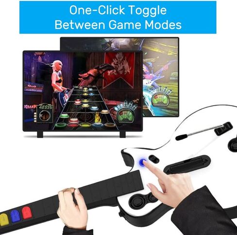 وحدة تحكم Game Goby Guitar Hero للكمبيوتر الشخصي وPS3 - جيتار لاسلكي لجيتار هيرو وفرقة الروك وألعاب Clone Hero، جيتار هيرو مع حزام ودونجل لاسلكي (5 مفاتيح) in Saudi Arabia
