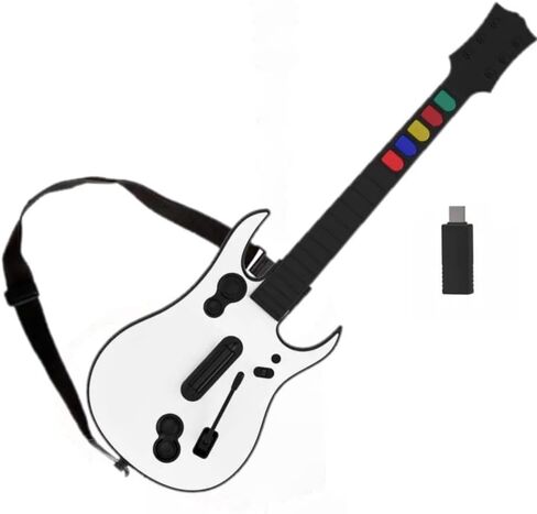 وحدة تحكم Game Goby Guitar Hero للكمبيوتر الشخصي وPS3 - جيتار لاسلكي لجيتار هيرو وفرقة الروك وألعاب Clone Hero، جيتار هيرو مع حزام ودونجل لاسلكي (5 مفاتيح) in Saudi Arabia