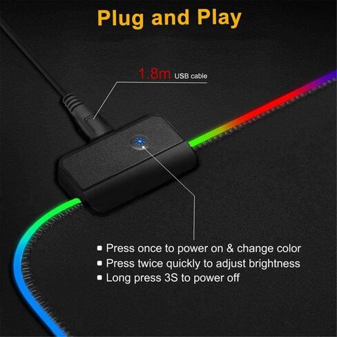 Gaming Mouse Pads RGB Mouse Pad White Extended Led Gaming Mouse Mat with USB Port 14 Lighting Modes Non Slip Rubber Base Keyboard Pads Gamer 23.6X11.8Inch in Saudi Arabia