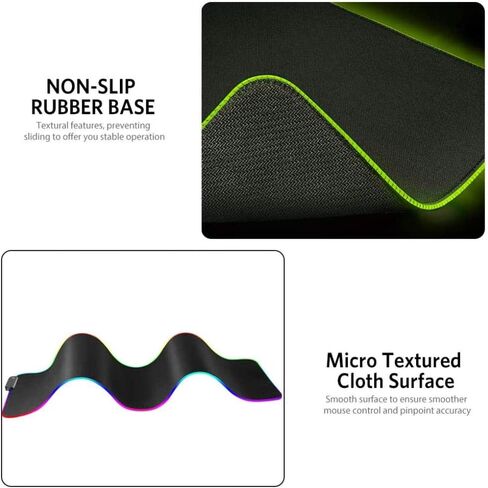 Gaming Mouse Pads RGB Mouse Pad White Extended Led Gaming Mouse Mat with USB Port 14 Lighting Modes Non Slip Rubber Base Keyboard Pads Gamer 23.6X11.8Inch in Saudi Arabia