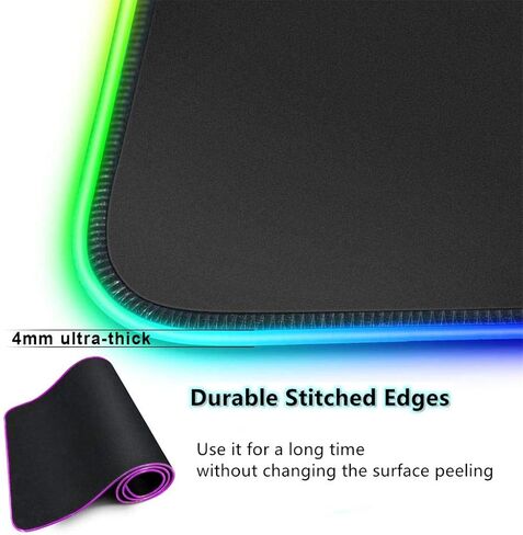 Gaming Mouse Pads RGB Mouse Pad White Extended Led Gaming Mouse Mat with USB Port 14 Lighting Modes Non Slip Rubber Base Keyboard Pads Gamer 23.6X11.8Inch in Saudi Arabia